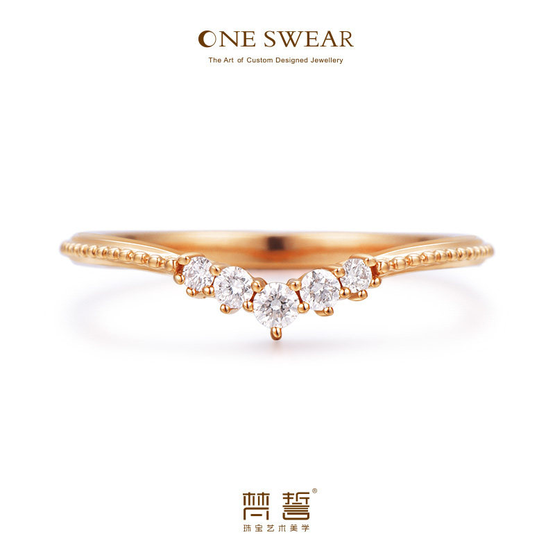 ONE SWEAR/梵誓瑞亚显手长V型护戒18k金镶钻女戒尾戒钻戒定制搭配