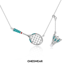 梵誓1960s复古羽毛球拍项链女小众原创设计礼物运动贝珠珐琅饰品