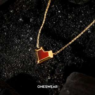 ONE 梵誓苏美尔之爱18k金红色爱心项链女锁骨链吊坠礼物 SWEAR