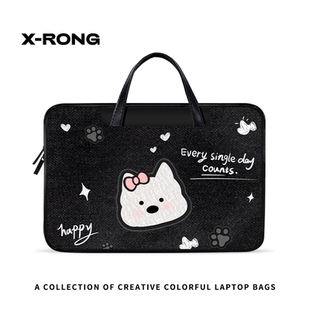 湘融创意可爱动物笔记本电脑包手提女适用华为matebook14苹果15.6寸联想小新13寸笔记本平板收纳新款