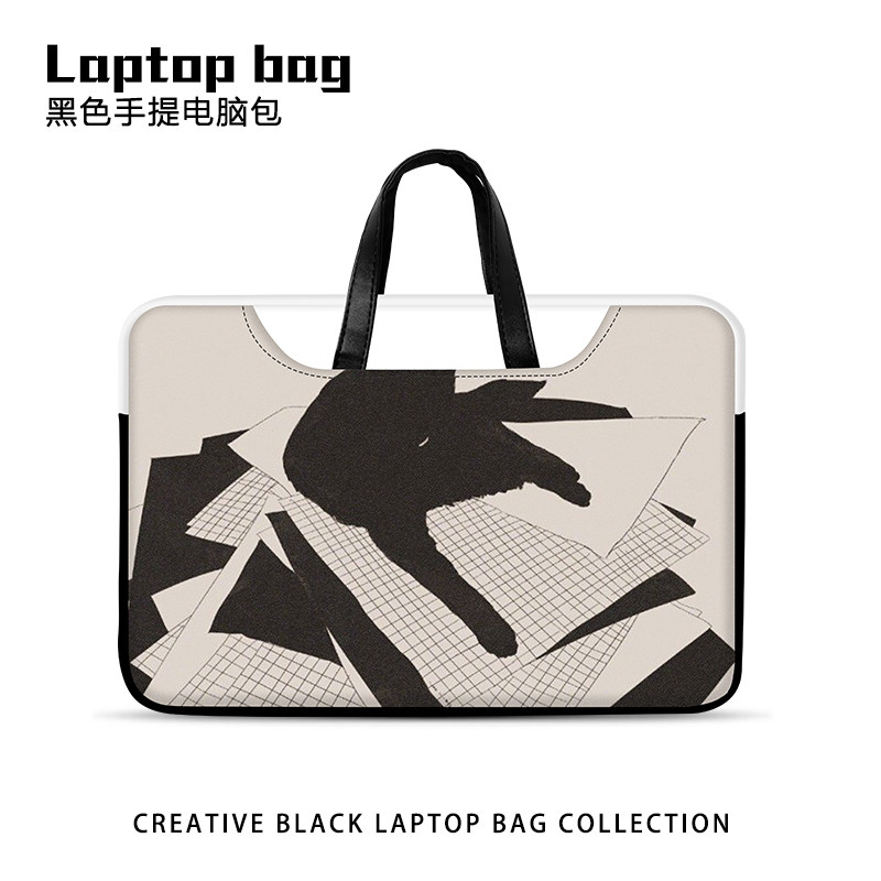 卡通黑色猫咪手提笔记本电脑包女新款16寸通勤适用苹果macbook15.6寸联想小新pro14保护套华为matebook戴尔怎么看?