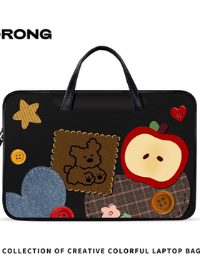 湘融创意卡通拼接手提电脑包女14寸联想小新air14苹果笔记本15.6寸防水pro13寸惠普内胆包华硕戴尔保护套小米