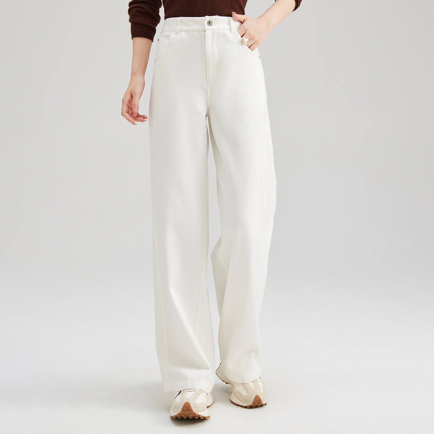 水墨佳人莱赛尔桑蚕丝白色高腰阔腿裤女宽松直筒休闲裤高级感长裤,女装/女士精品,休闲裤,淘宝优惠券,粉丝福利购,淘宝优惠卷