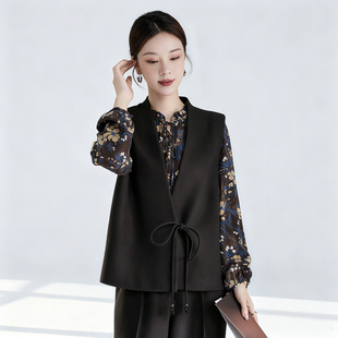 水墨佳人羊毛马甲背心女外穿宽松针织轻奢高级感纯色上衣气质显瘦