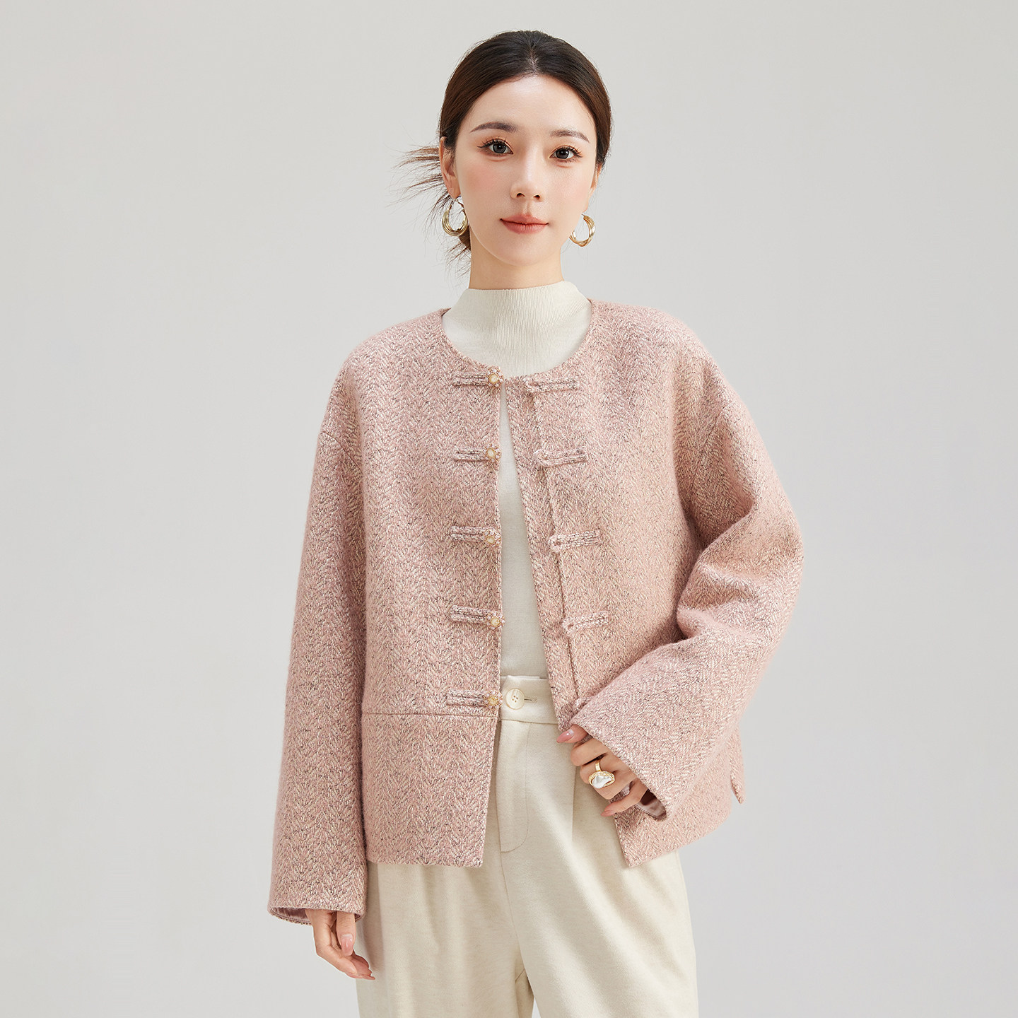 水墨佳人新中式国风小香风外套高级感粗花呢上衣女士短款外套女装,女装/女士精品,短外套,淘宝优惠券,粉丝福利购,淘宝优惠卷