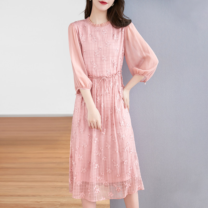 水墨佳人真丝连衣裙2025秋冬新款