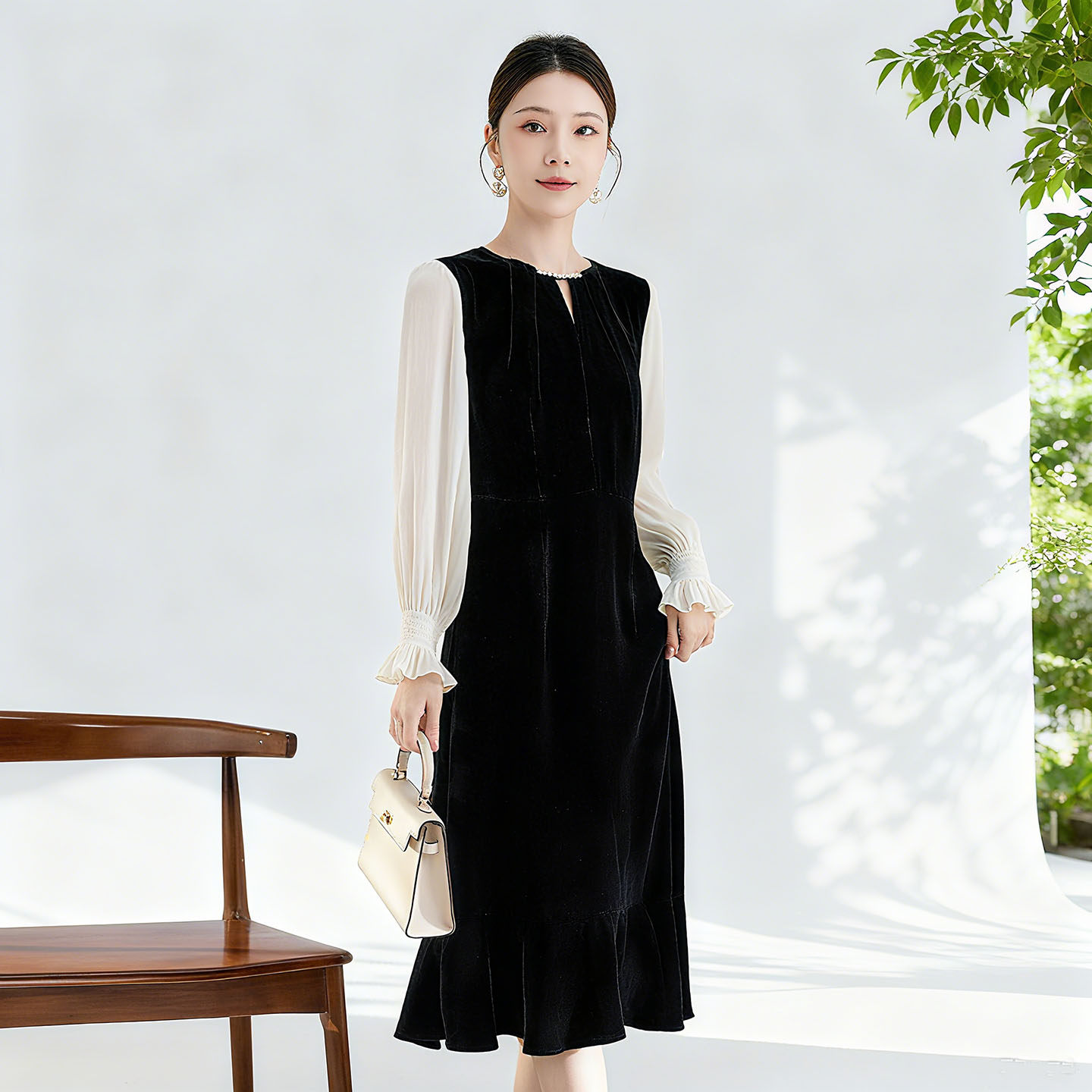 水墨佳人2025新款丝绒新中式长袖连衣裙秋季时尚气质妈妈女中长款,女装/女士精品,连衣裙,淘宝优惠券,粉丝福利购,淘宝优惠卷
