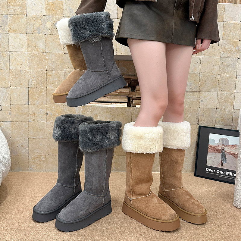 品牌厚底增高加绒长筒靴雪地靴女