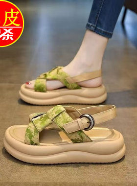 品牌撤柜罗马凉鞋女中国风配裙子