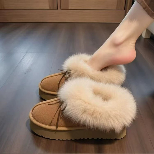 加绒保暖厚底毛毛棉鞋休闲雪地靴