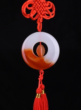 玛瑙招财中国结车内挂饰平安扣