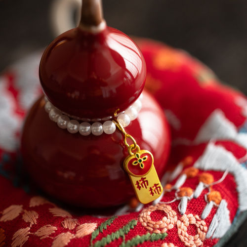 红色陶瓷葫芦福禄吉祥新中式招财摆件家居茶宠古典吉祥装饰工艺品