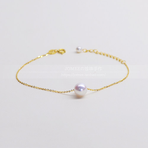 akoya海水珍珠18k黄金单珠手链