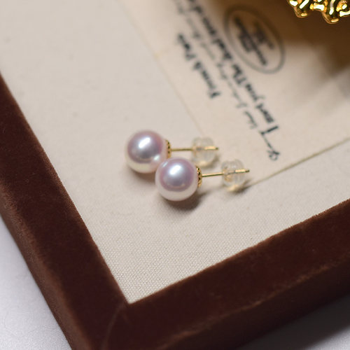 18K黄金日*本akoya海水珍珠耳钉