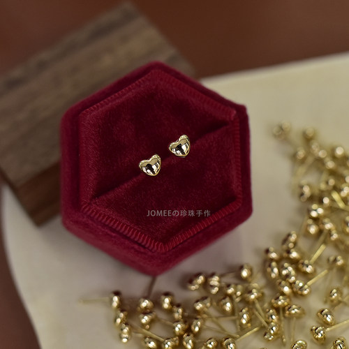 5mm日本工艺18K黄金爱心耳钉女