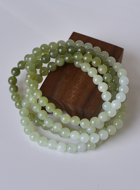 和田玉青海料渐变青白玉手串手链