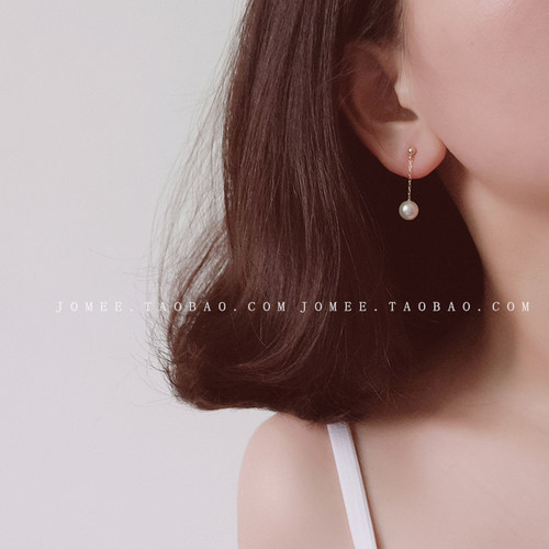 14K包金风在吹天然正圆珍珠耳环