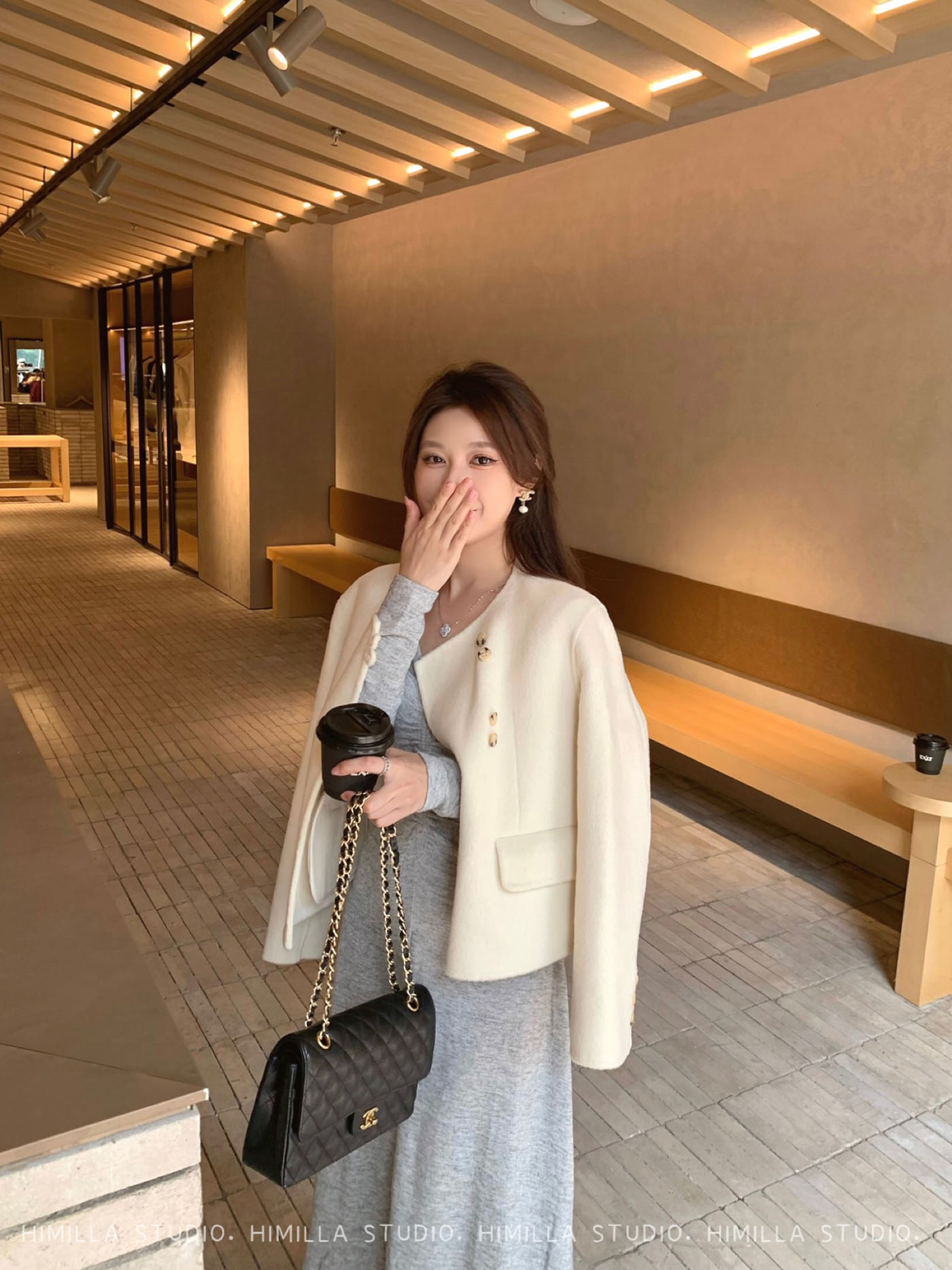 HiMilla羊毛毛呢短款呢大衣