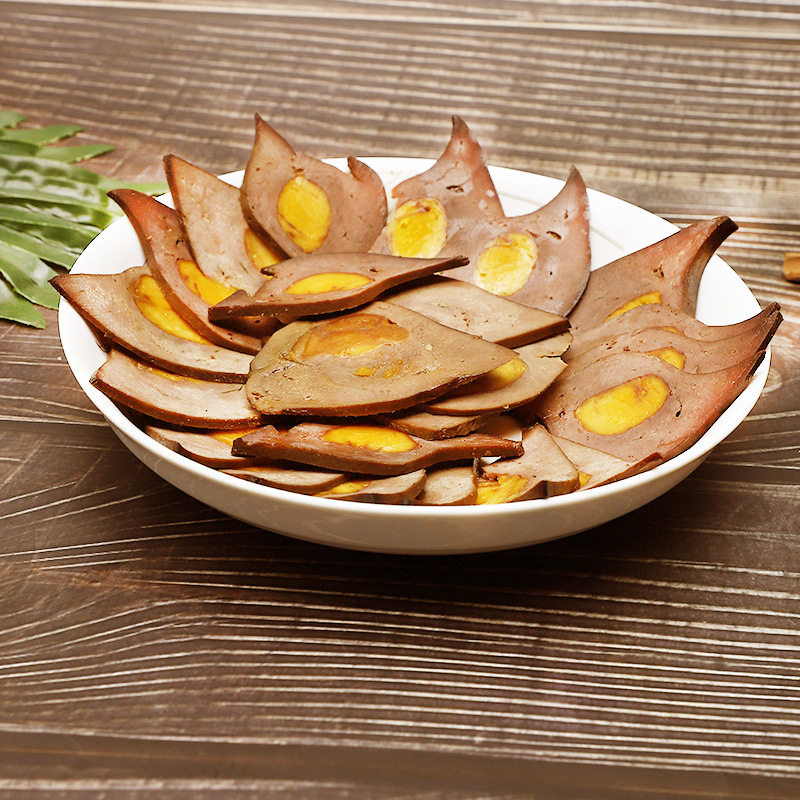 巴中蛋黄猪肝下酒菜酒店饭店特色川菜四川特产金银猪肝腊猪肝