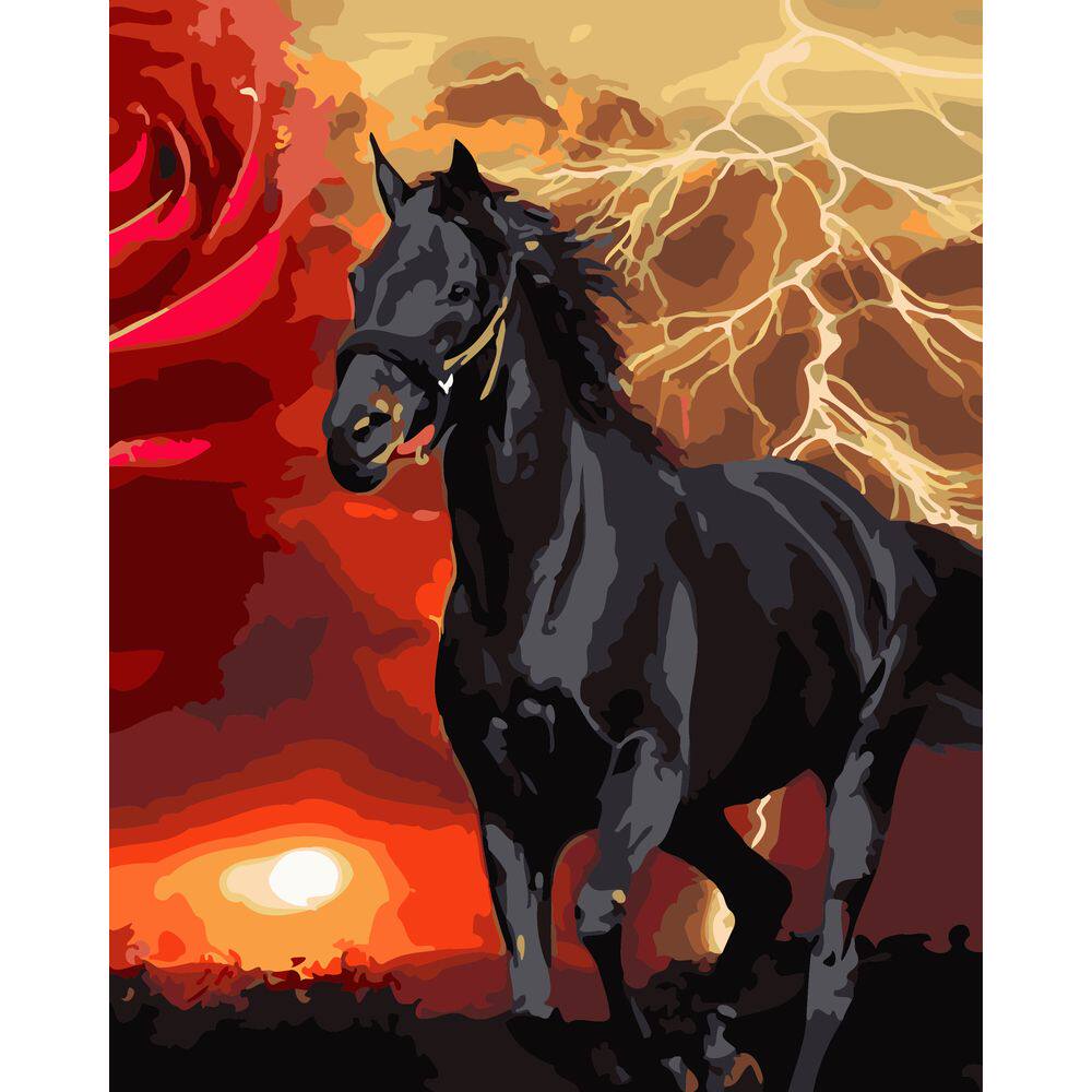 diy数字油画自己填色材料包马到成功万马奔腾汗血宝马中式装饰画