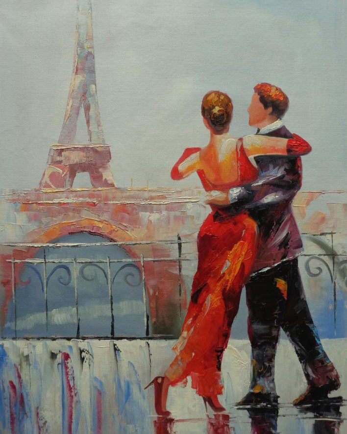 diy数字油画材料包自己填色跳舞情侣人们载歌载舞丙稀家居装饰画