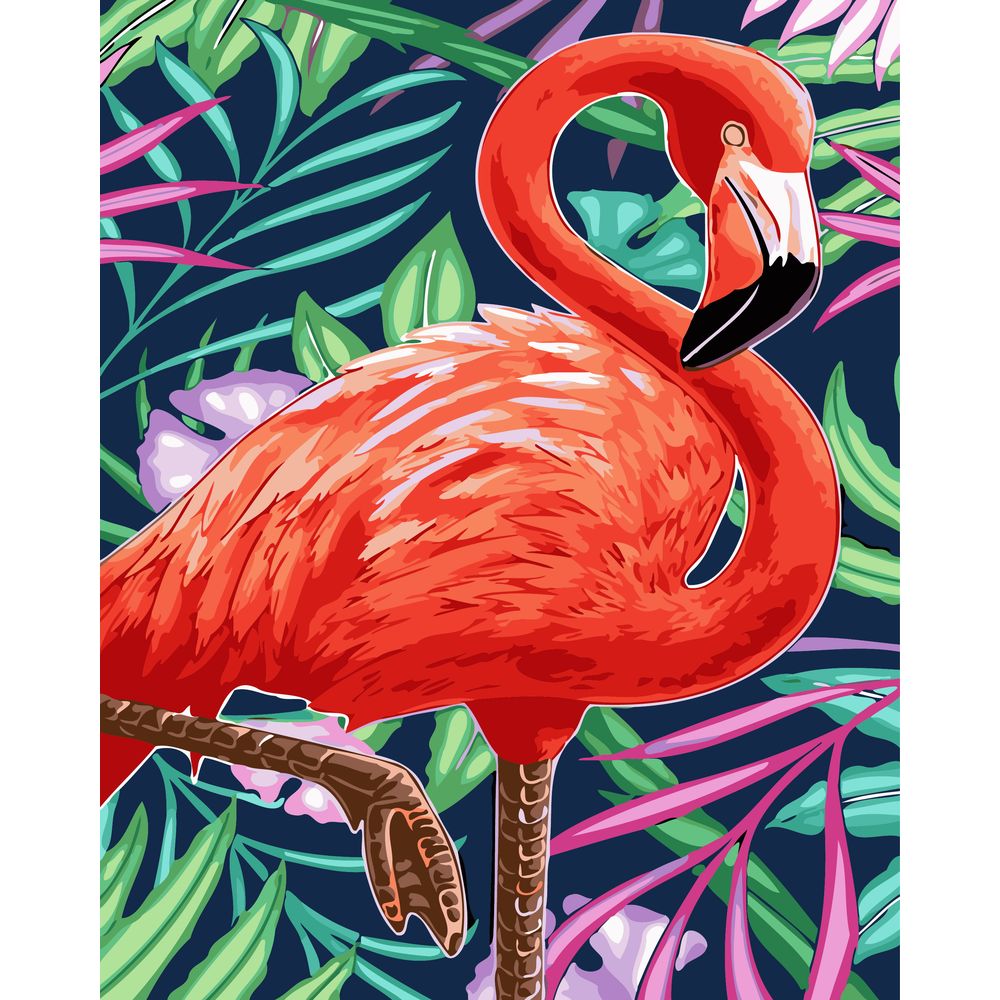 diy数字油画自己填色材料包火烈鸟情侣象征着忠贞自由爱情装饰画