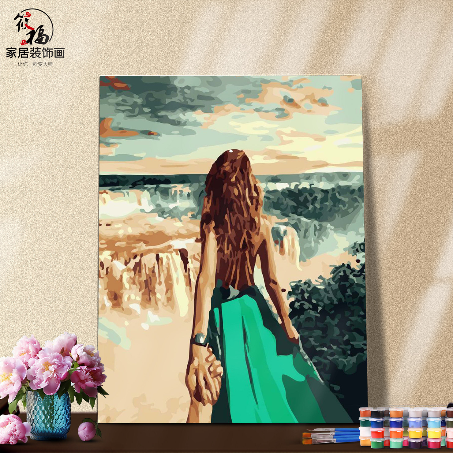 DIY数字油画自己上涂填色情侣恋人牵手看风景欧式风格家居装饰画A,家居饰品,DIY/数字油画,淘宝优惠券,粉丝福利购,淘宝优惠卷