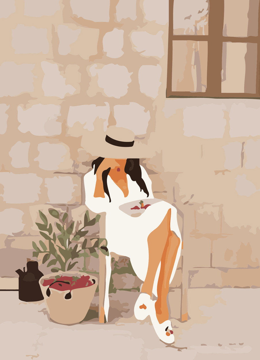 diy数字油画自己涂色材料包手绘文艺女性生活时尚现代丙稀装饰画