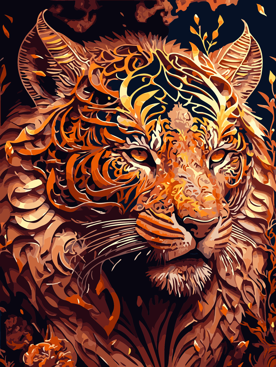 数字油画放松自己涂色狮材料包虎