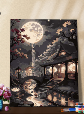 数字油画材料包解压填色玉兰花开