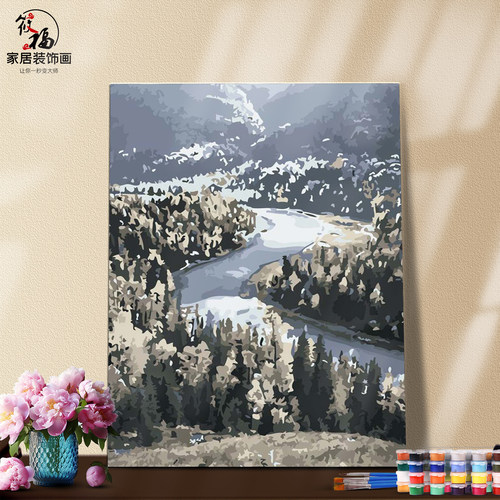 数字油画填色材料包解压自然风景