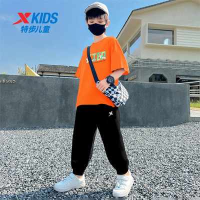 特步童装男童速干短袖长裤套装2025夏季新款儿童运动服中大童夏装