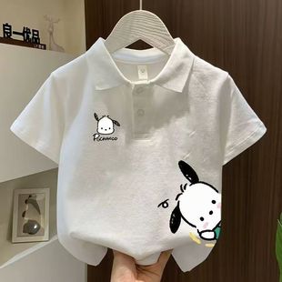 t纯棉 polo领T恤儿童短袖 2025夏季 上衣洋气印花卡通百搭吸汗衫 童装