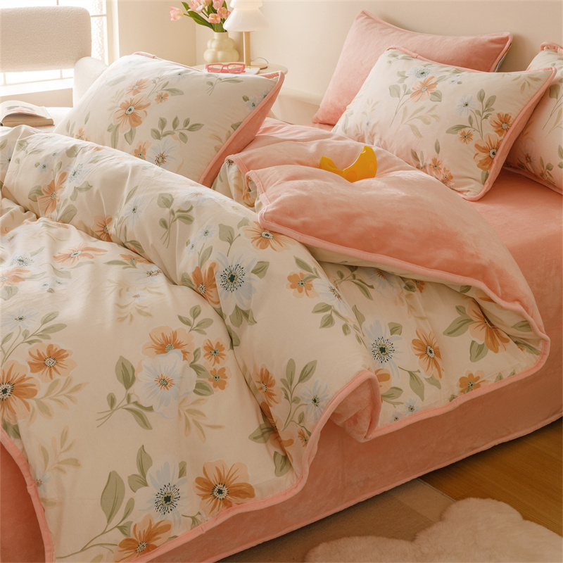 牛奶绒床上单面冬季加厚四件套