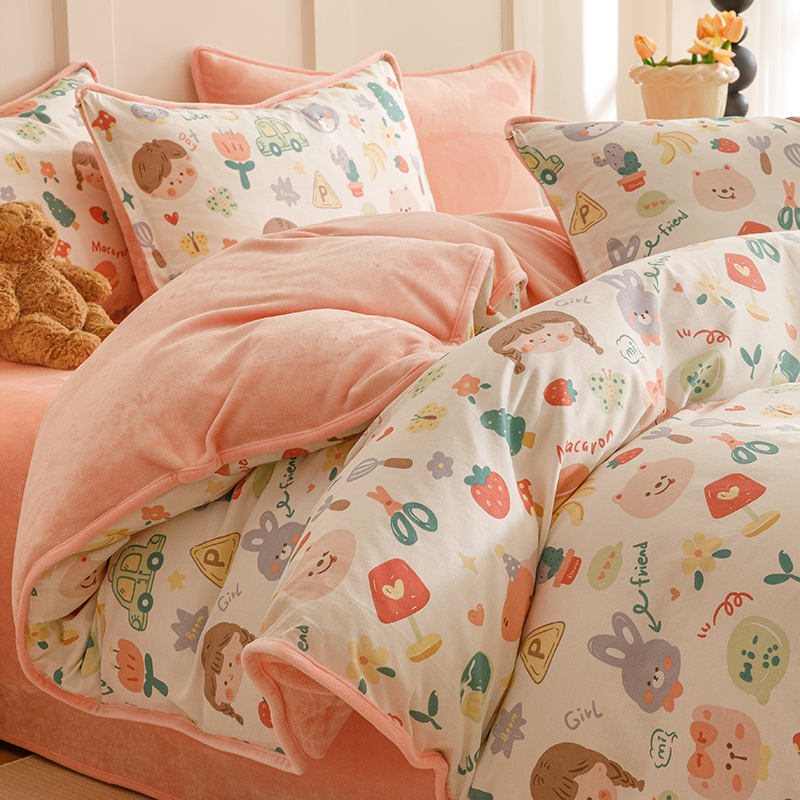 四件套棉加绒加厚保暖床单床笠