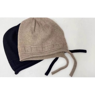 内蒙古外单秋冬保暖针织羊绒帽子纯色不压头发100羊绒帽女