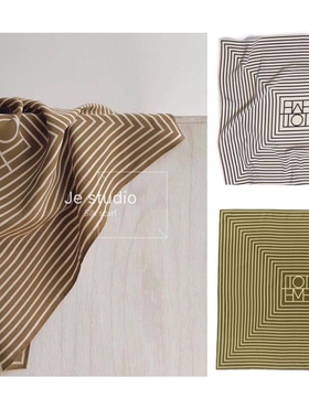 100桑蚕丝tote北欧瑞典明星同款条纹丝巾简约百搭渠道货