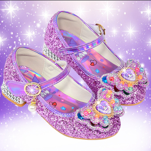 库洛米鞋 高跟软底单鞋 公主鞋 小孩子皮鞋 子 春秋儿童皮鞋 女童水晶鞋