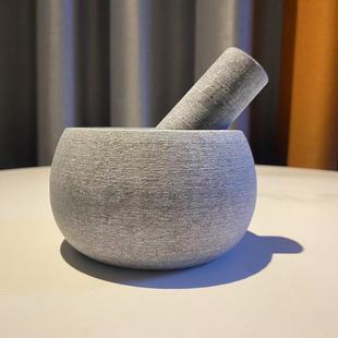 石臼家用小型老式蒜蓉器捣碎擂钵蒜臼子天然青石家用手动捣药罐研