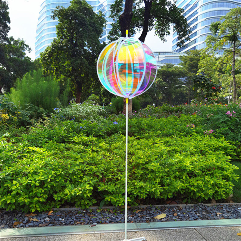 炫彩透明旋转变色户外风车球梦幻彩儿童玩具新楼盘别墅景区风转球