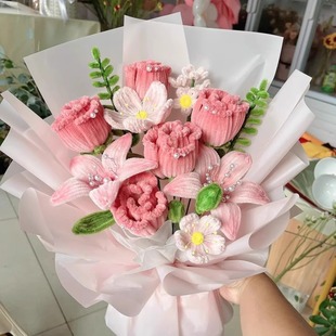 扭扭棒花束玫瑰花手工编织diy材料包送闺蜜女友百合花情人节礼物
