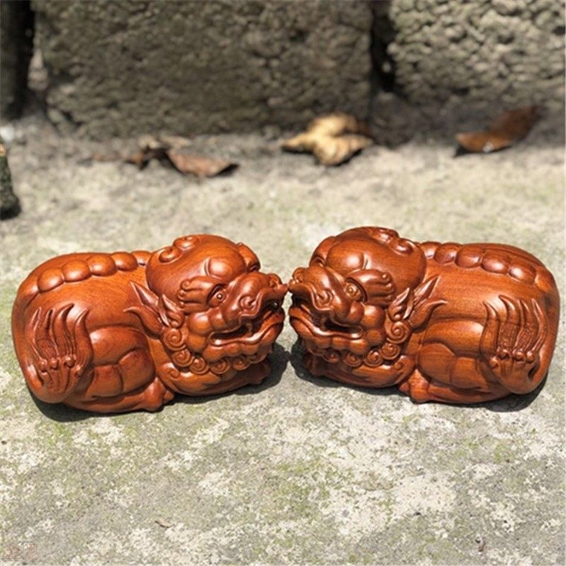 仙游木雕摆件 巴西花梨木新款黑檀貔貅 红木工艺品摆件