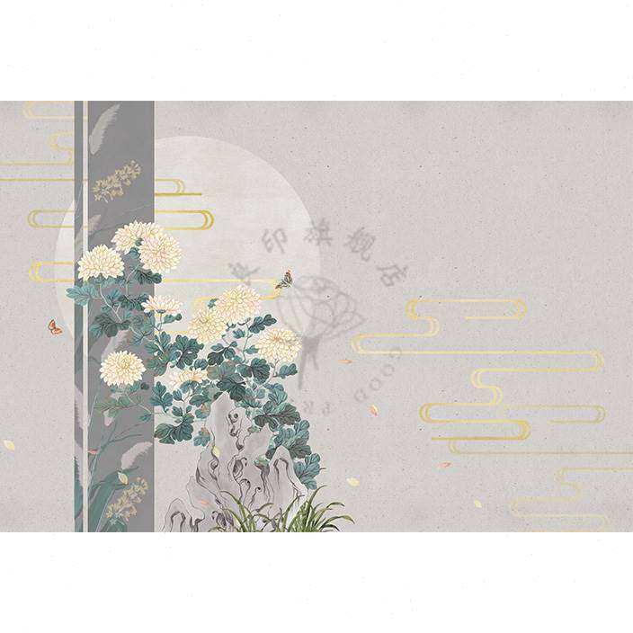 定制良印牡丹花新中式壁纸花鸟背景墙客厅卧室床头定制墙布无纺布