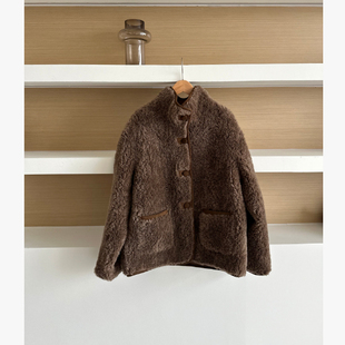 【暮暮入秋】100%绵羊毛厚款立领设计感小众洋气双面穿外套