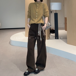 LAN DEUR【编织灵感】设计感配腰带显瘦百搭慵懒风休闲裤女