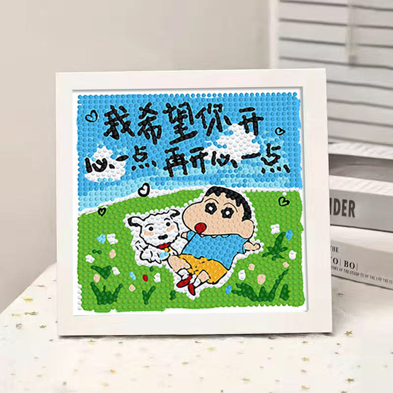 情感文字蜡笔小新钻石贴画送男女朋友同学生日礼物砖石粘贴画摆件