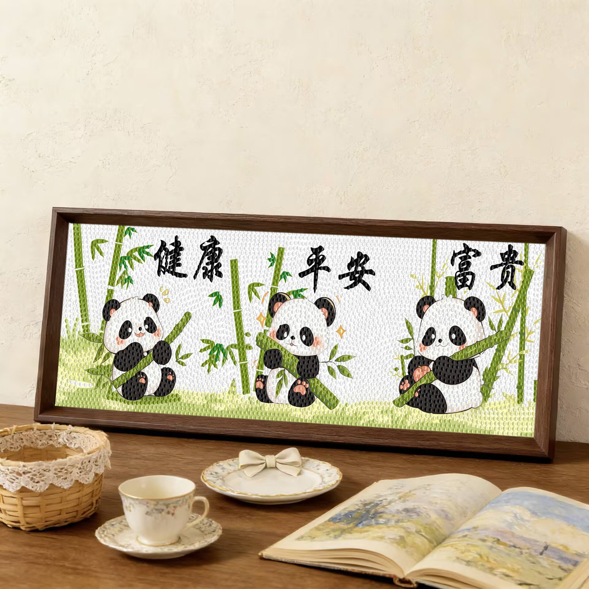 2026年新款熊猫钻石贴画儿童手工diy材料包送男女朋友礼物相框画