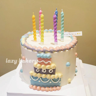 饰品摆件韩式 网红粉色草莓蜡烛生日蛋糕装 ins唯美少女心卡通插牌