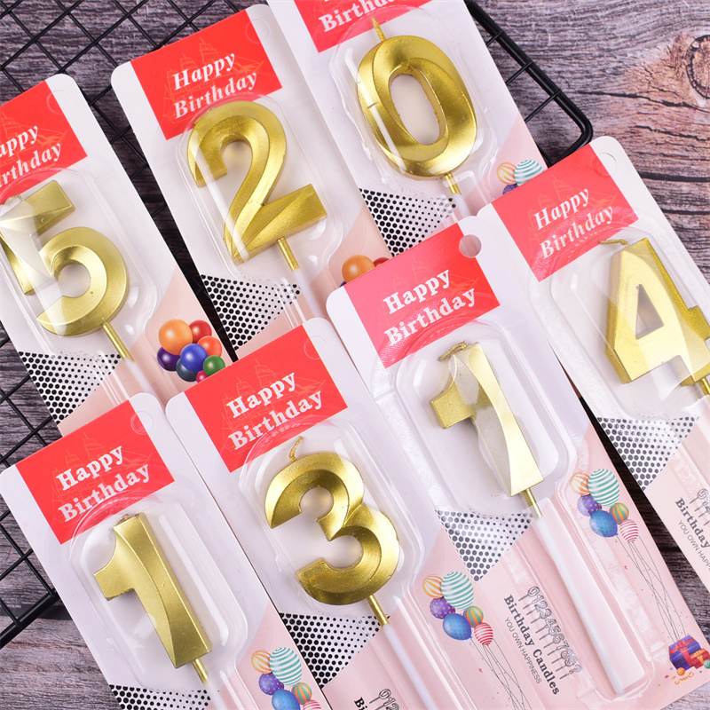 金色生日蛋糕无烟儿童数字蜡烛