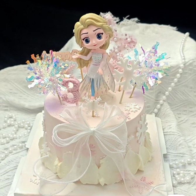 女生冰雪奇缘生日蛋糕装饰摆件女孩儿童爱莎艾莎六一儿童节雪花